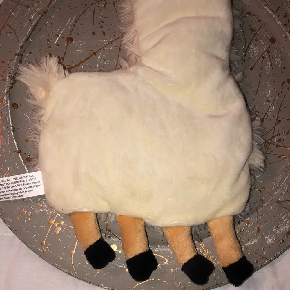 PetShoppe Ivory Green Tan Gold Llama Squeaker Mat Dog Toy